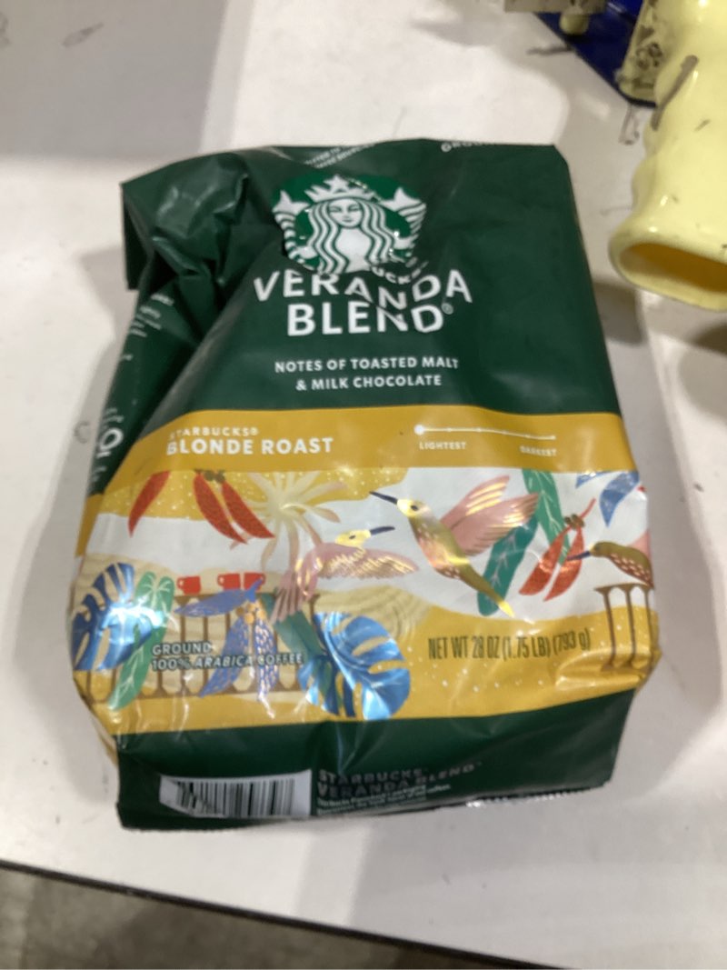Condition photo showing New/Like New for Starbucks Ground Coffee, Starbucks Blonde Roast Hot or Iced Coffee, Veranda Blend, 28 oz Veranda Blend 1.75 Pound (Pack of 1)