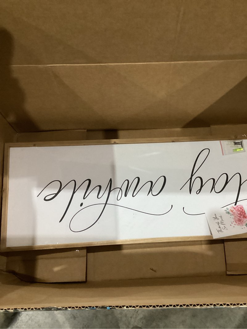 Rutiyoka Stay Awhile Sign Framed Farmhouse Dining Room Wall Decor Large 42"×15" Wood Kitchen Wall Ar