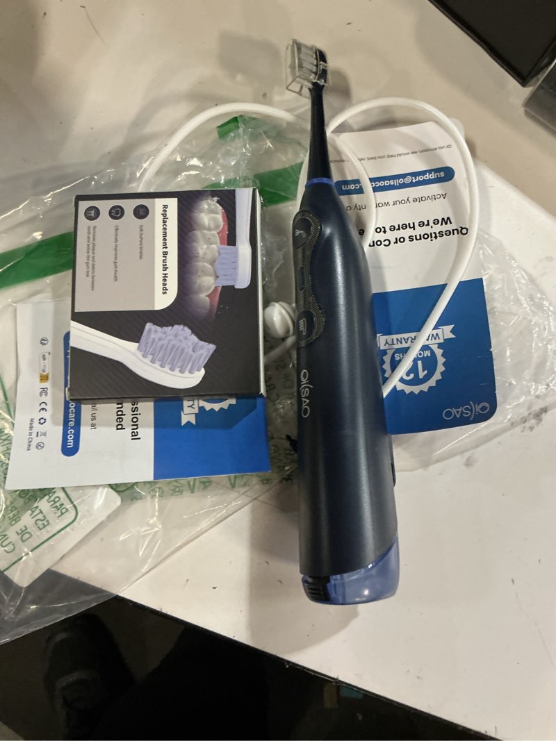 Condition photo showing Good Condition for 3-in-1 Flossing Toothbrush-Flosses, Vibrates and Oscillates, Electric Toothbrush with Water Flosser Equipe 5 Brush Heads, Plaque Removal for Sensitivity, Braces-Blue Black & Blue