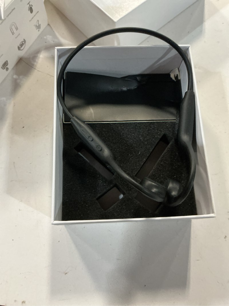 Condition photo showing As Is for bone conduction headphones bluetooth 6.0 earbuds, open ear headphones with dual driver sound, led display, ip67 for sport / running, dual device connection & low-latency game mode,12 hours playtime