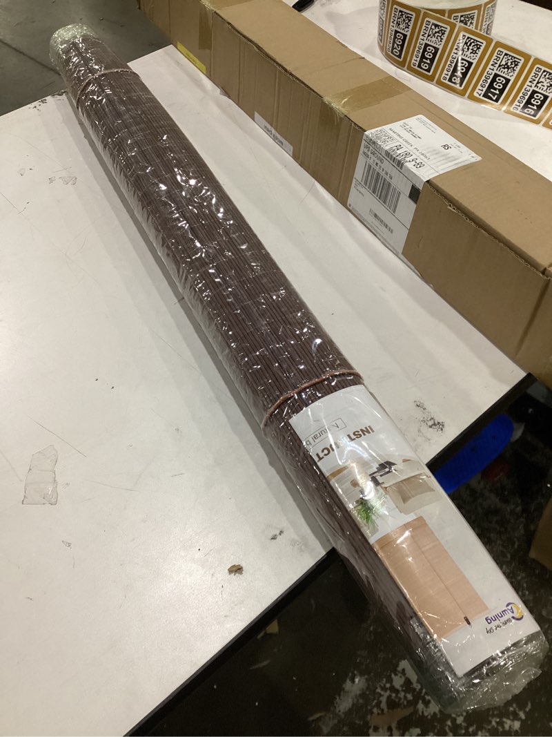 Condition photo showing Good Condition for hiapes bamboo blinds for interior window, bamboo shades for indoor windows, custom size, easy install roller shades for indoor window and outdoor patio brown-4 38"w x 64"h