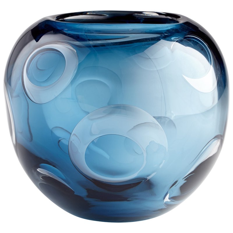 Electra Luscious Blue/Clear 7" Glass Table Vase