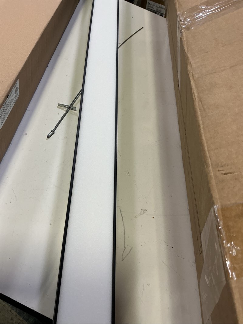 Condition photo showing As Is for Zaltris 4FT LED Linear Light Fixtures, 40/30/20W, 3/4/5000K Selectable, Commercial 4’ Linear Lights Linkable for Office, Shop, Gym, AC120-277V, Flush Mount Suspended, 0-10V Dimmable, Black, 6Pack