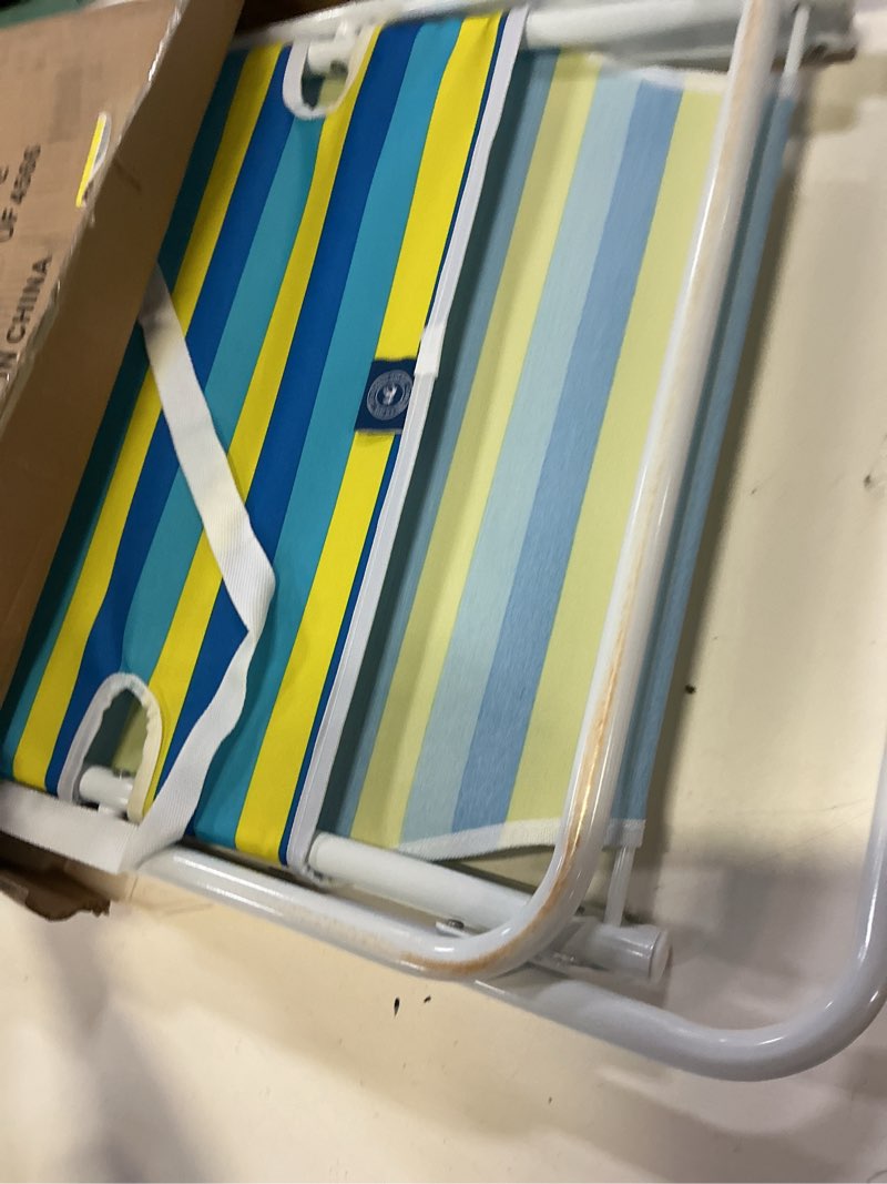 Condition photo showing Good Condition for caribbean joe folding beach chair, 1 position lightweight and portable foldable outdoor camping accessories with carry strap (bold stripe, 200lbs capacity) bold stripe 200lbs capacity