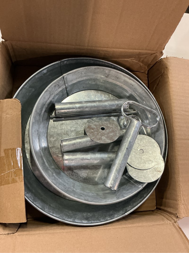 Condition photo showing Good Condition for okllen 2 pack galvanized serving stand, metal 2 tier cupcake tray stand, vintage dessert appetizer display stand, rustic home and garden display stand for country farmhouse, kitchen