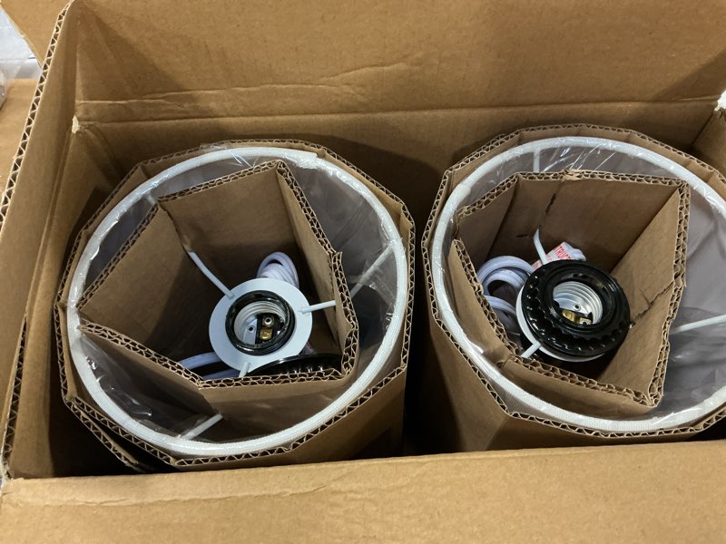 Condition photo showing New/Like New for GyroVu Ceramic Small Table Lamp Set of 2, Adjustable Color Temperature Bedside Nightstand Lamps with Pull Chain for Bedroom Living Room Reading, 2 Bulbs White