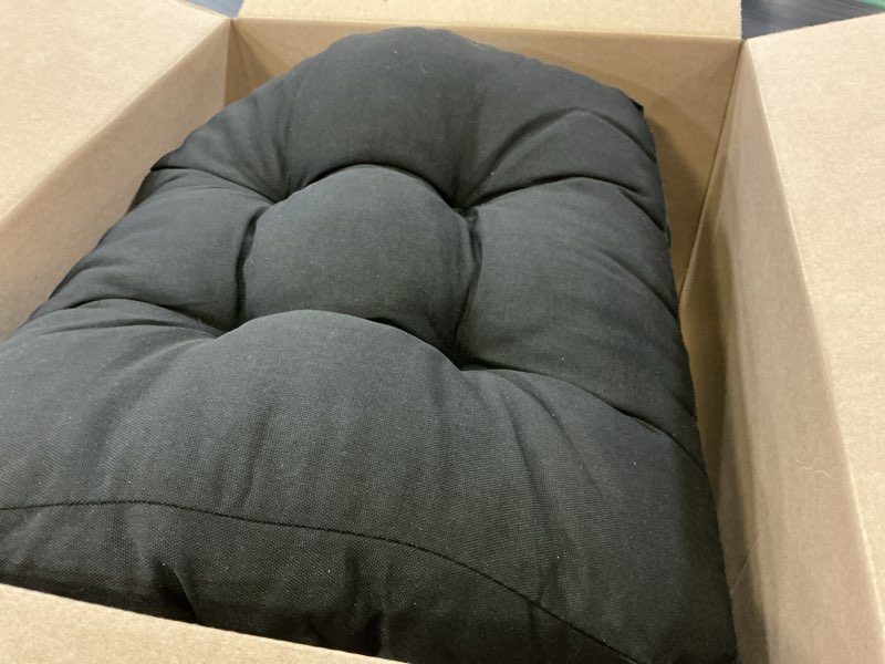 Condition photo showing Good Condition for race leaf 19" x 19" patio chair cushions black - outdoor/indoor tufted memory foam chair pads set of 2, water-resistant olefin chair seat cushion non-slip backing black 19x19 inch (pack of 2)