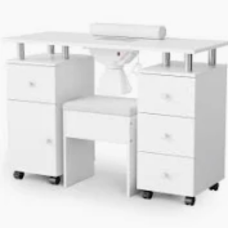 42'' Manicure Table for Nail Tech with Electric Dust Collector and Wrist Rest, Nail Desk with Vertic