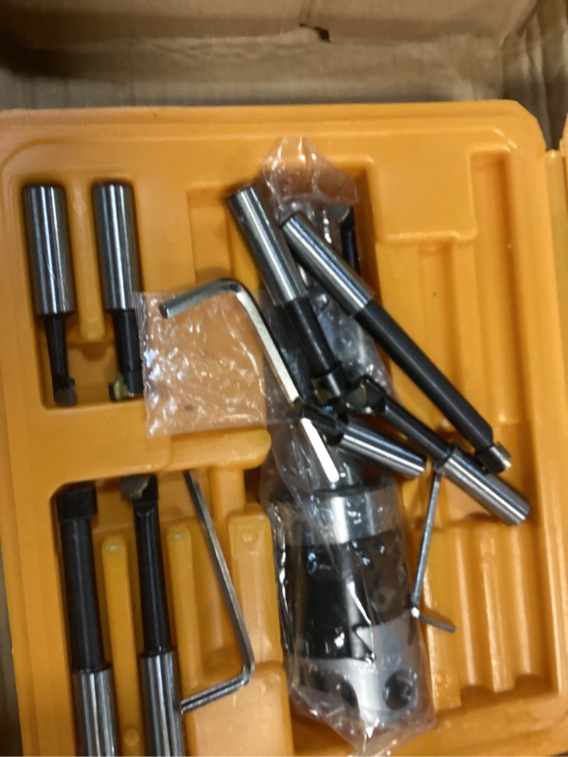 Condition photo showing As Is for findmall 9pcs 2" Boring Head R8 Shank Boring Tool Set 1/2" Carbide Boring Bar Set Milling Fit for Milling Machine