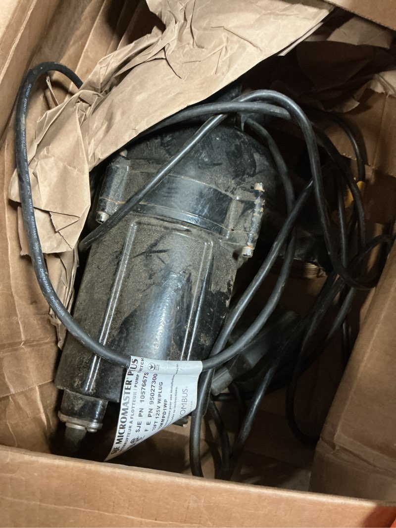 Condition photo showing As Is for similar wassermann universal tethered sump pump float switch with 10ft cable (piggyback plug), ac 115v/230v 16amps float switch for water tanks, sump pump, basement sump basin, ip68 waterproof, black fs-8s