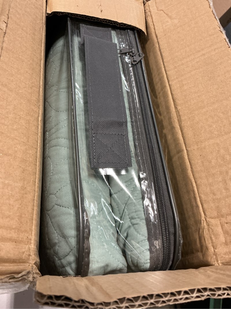 Condition photo showing Good Condition for madison park quebec quilt set - luxurious damask stitching design, cotton filled lightweight coverlet bedspread bedding, shams, full/queen(90"x90"), seafoam 3 piece seafoam full/queen