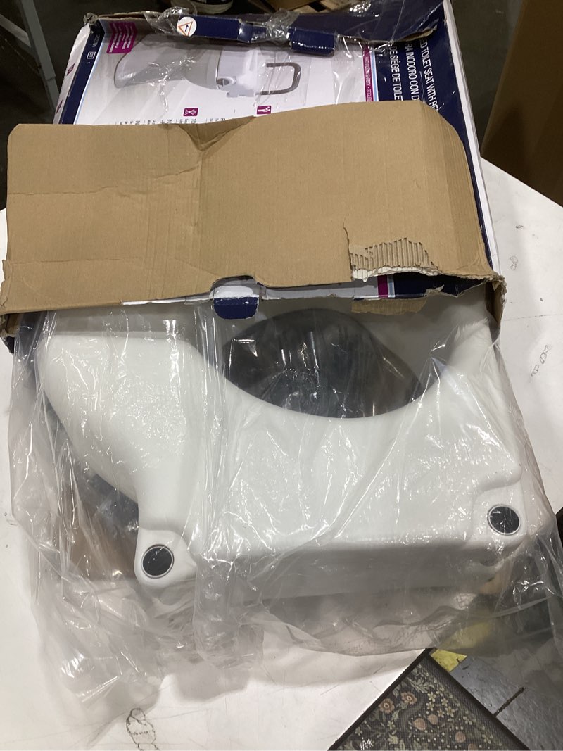 Condition photo showing As Is for drive medical 2-in-1 raised toilet seat with removable padded arms - elevated bathroom safety support - secure locking attachment - easy height assistance - durable construction, standard toilets
