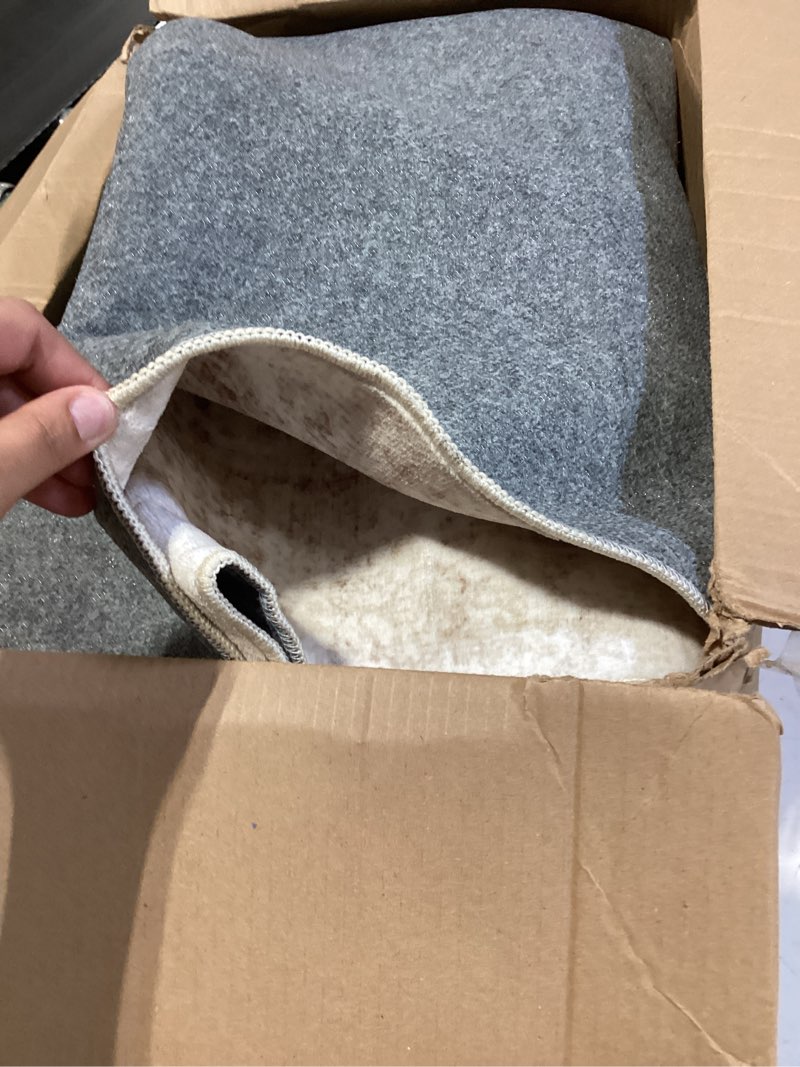 Condition photo showing Good Condition for 8x10 area rugs for living room, machine washable rugs, vintage non slip rug, faded style carpet stain resistant, low pile boho retro large rugs for bedroom dining room indoor home office-beige 8'x10' beige 8' x 10' (rectangular)
