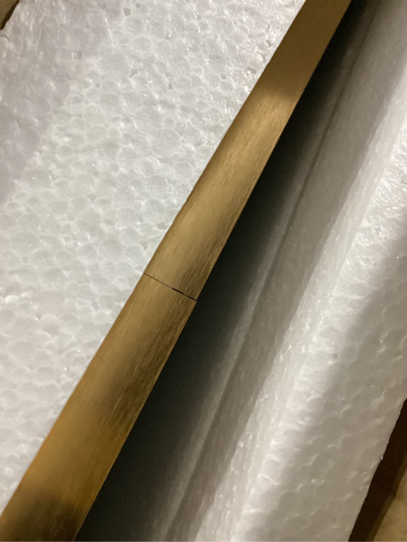 Condition photo showing New/Like New for irregular wall mirror - wall mirrors decorative 20"x36" gold asymmetrical mirror tempered glass aviation aluminum alloy frame for bathroom, bedroom, living room, cloakroom, entryway rose gold 20"l x 36"w
