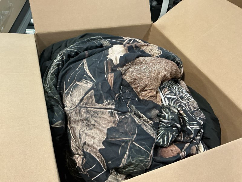 Condition photo showing As Is for erosebridal hunting and fishing comforter set king 7 piece tree camo bedding set with sheets for kids adults woodland wildlife bass fish duck bear deer bed in a bag rustic farmhouse cabin bed set multi 51 king