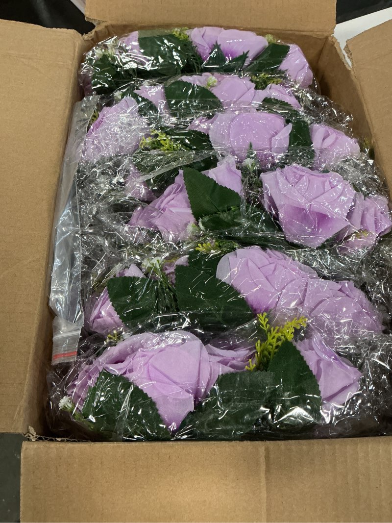 Condition photo showing Good Condition for blosmon flower balls wedding rose centerpieces: 6 pcs lilac fake flowers lilac kissing balls decor lilac artificial floral arrangements flower bouquet of roses home party table diy decorations