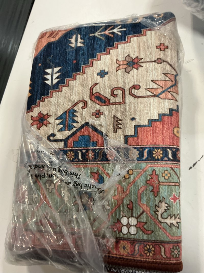 Condition photo showing Good Condition for lahome boho runner rugs for hallway 2x4 bathroom area rugs non-slip small throw kitchen rug low-pile rugs for entryway laundry room rug indoor carpert runner for entrance bath rug adelyn 2' x 4' (rectangular) rust