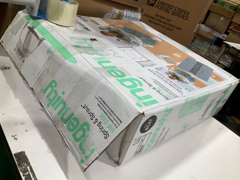 Condition photo showing As Is for Ingenuity Spring & Sprout 2-in-1 Baby Activity Center Jumper and Table with Infant Toys - Ages 6 Months +, First Forest Pink