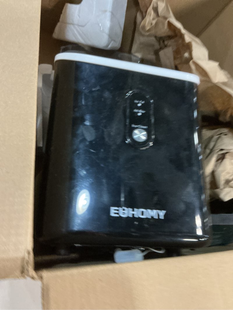 Condition photo showing As Is for euhomy nugget ice maker countertop with handle, ready in 6 mins, 38lbs/day, removable top cover, self-cleaning, portable chewable ice maker with basket, scoop, for home/rv/party/camping (black) black 38lbs