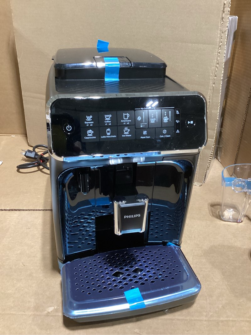 Condition photo showing Good Condition for Philips 2200 Series Fully Automatic Espresso Machine, Classic Milk Frother, 2 Coffee Varieties, Intuitive Touch Display, 100% Ceramic Grinder, AquaClean Filter, Aroma Seal, Black (EP2220/14) 2200 Series Classic Milk Frother