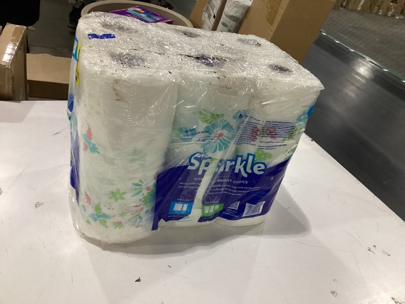 Condition photo showing New/Like New for Sparkle Pick-A-Size Paper Towels, Spirited Prints, 6 Double Rolls = 12 Regular Rolls, Everyday Value Paper Towel With Full And Half Sheets
