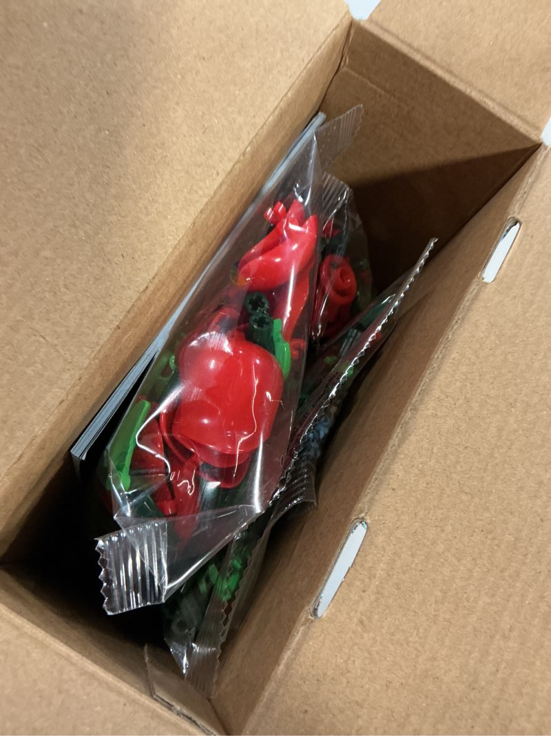 Condition photo showing New/Like New for Red Rose Bouquet Building Set - DIY 648pcs Mini Block Kits for Adults & Kids, Artificial Flowers for Home Office Decor, Valentines Day Gifts for Her Him