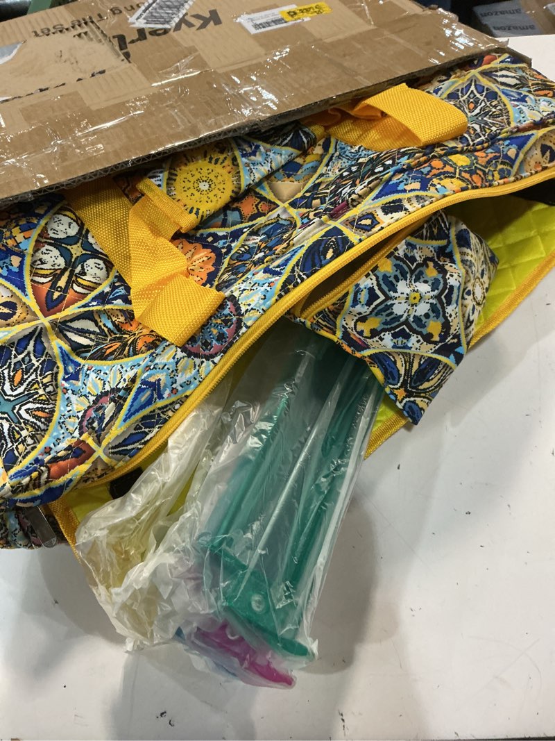 Condition photo showing Good Condition for american mahjong tile set with yellow printed carrying bag, 166 blue tiles, 4 all-in-one color racks/pushers, mah jongg sets, mahjong game set for travel, christmas, birthday gifts