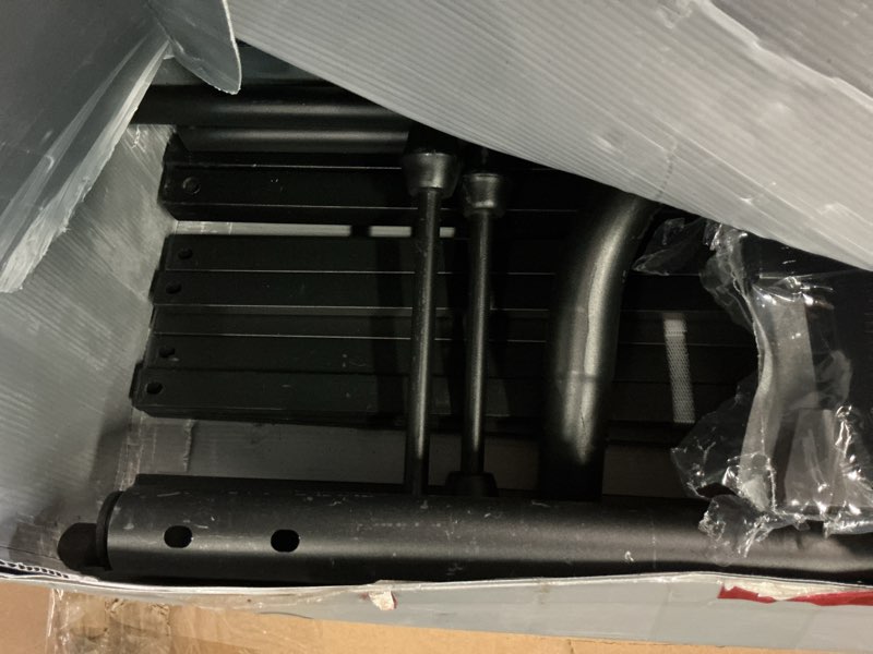 Condition photo showing As Is for Classic Black Carbon Steel Bed Frame - Structurally Stable Thicken and Bold Metal Bed Frame with Headboard, Strength Bearing Platform Suitable for Bedrooms, Hotel and Resort