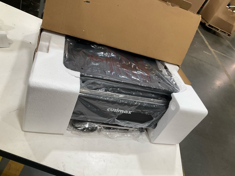 Condition photo showing Good Condition for smokeless grill indoor, cusimax electric grill, 1500w portable korean bbq grill with led smart display & tempered glass lid, non-stick removable plate, dishwasher safe, black