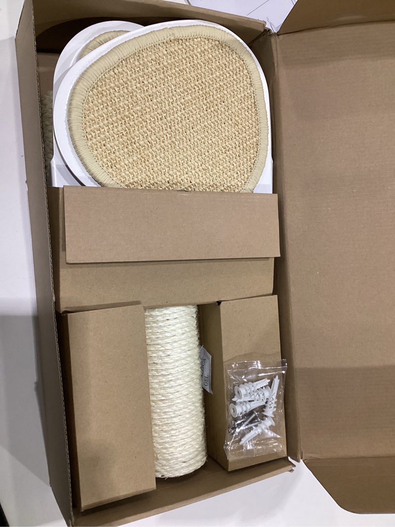 Condition photo showing As Is for 34" Wall-Mounted Cat Tree – Modern Space-Saving Cat Shelf with Sisal Scratching Post & Steel Climbing Steps – Stylish Cat Wall Furniture for Small Spaces