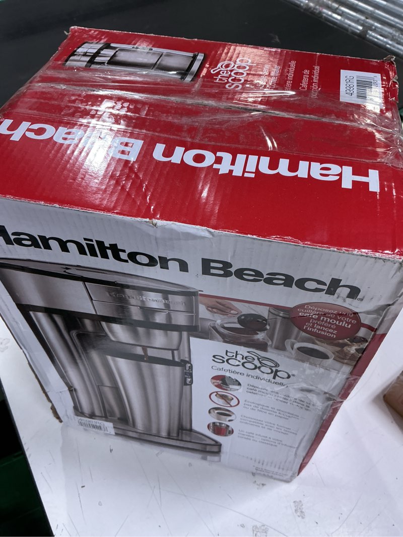 Condition photo showing As Is for Hamilton Beach - Single Serve Coffee Maker - Stainless Steel