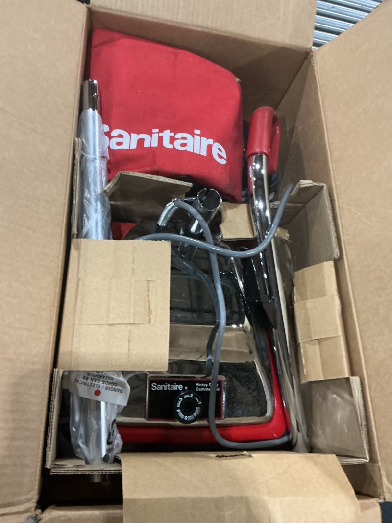 Condition photo showing As Is for sanitaire - sc887e sc887 tradition upright vacuum red 10" x 14.5" x 26.5"