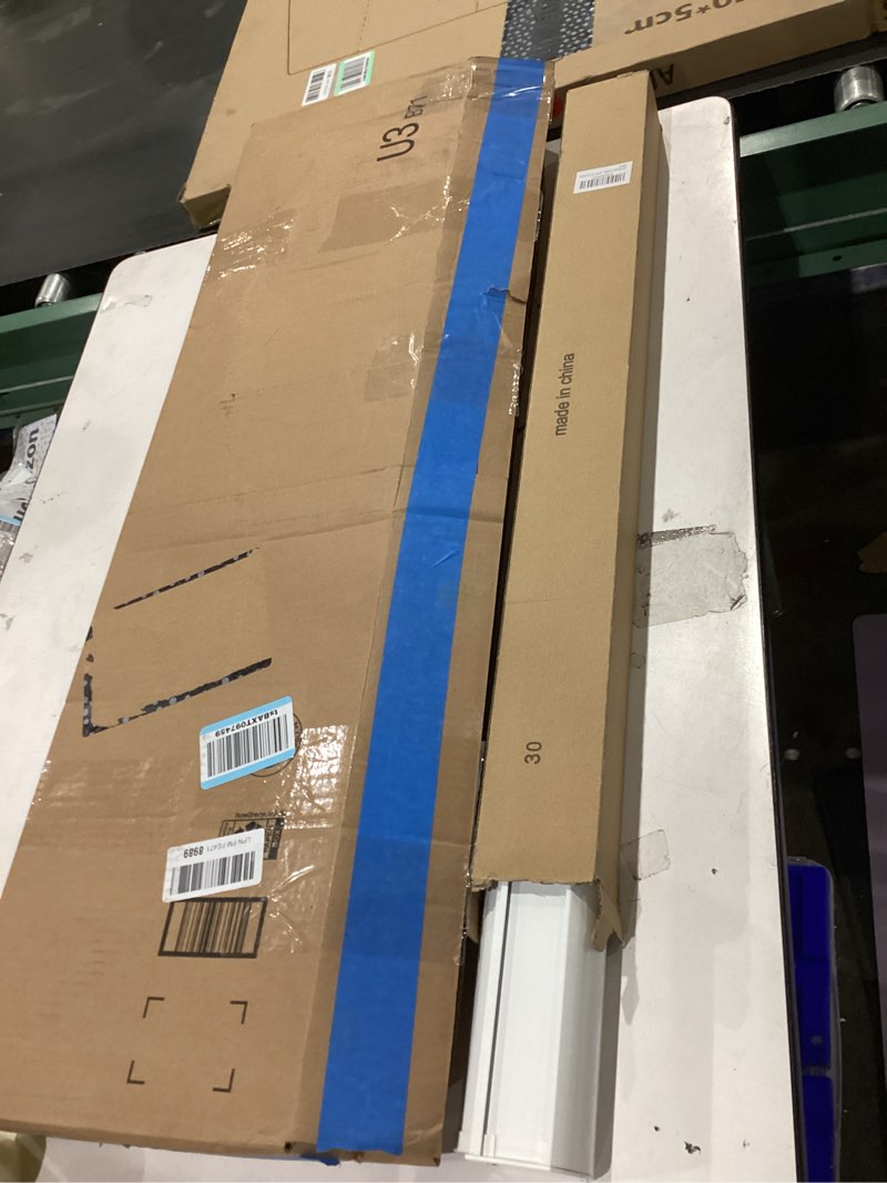 Condition photo showing As Is for ChrisDowa Cordless Zebra Blinds for Windows, Dual Layer Free-Stop Light Filtering Window Roller Shades, Pull Down Privacy Zebra Shades for Home, Office, Bedroom, Door (30" W x 72" H, White) 30"W x 72"H White