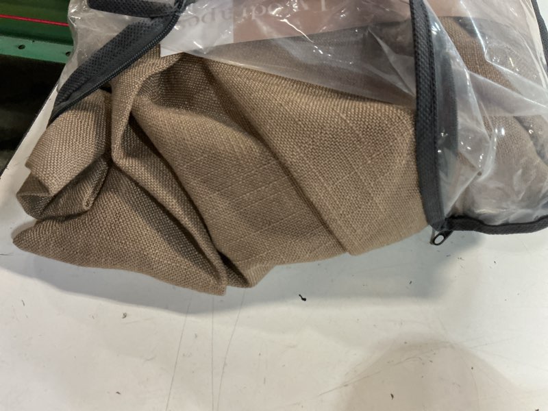 Condition photo showing As Is for extra long light brown linen curtains 120 inches long tan brown coffee latte farmhouse rustic curtain light filtering semi sheer back tab pinch pleat curtain for tall ceiling living room 2 panels latte 40"w x 120"l (pack of 2)