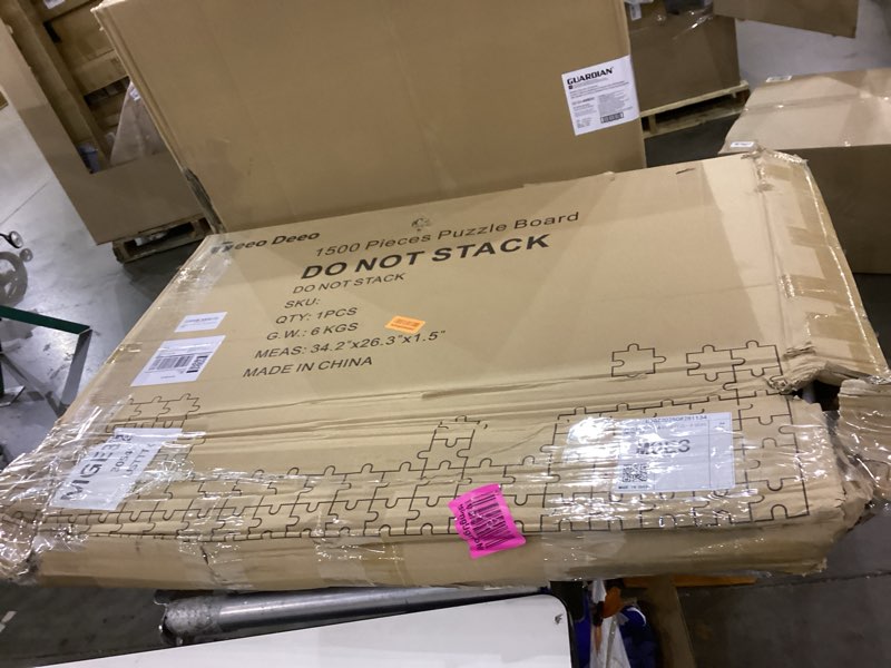 Condition photo showing As Is for Rotating Puzzle Board 1500 Pieces with Drawers, 35"x27" Wooden Jigsaw Puzzle Table with Measuring Felt, Portable Puzzle Board with Adjustable Tilting Stand and Cover, Puzzle Gift for Adults