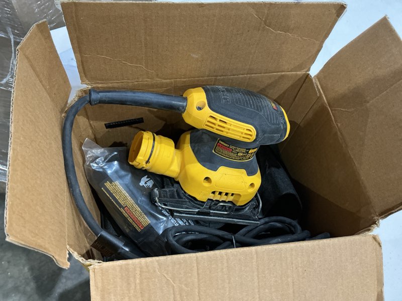Condition photo showing As Is for dewalt electric sander, 1/4 sheet, 14, 000 opm (dwe6411) sander only