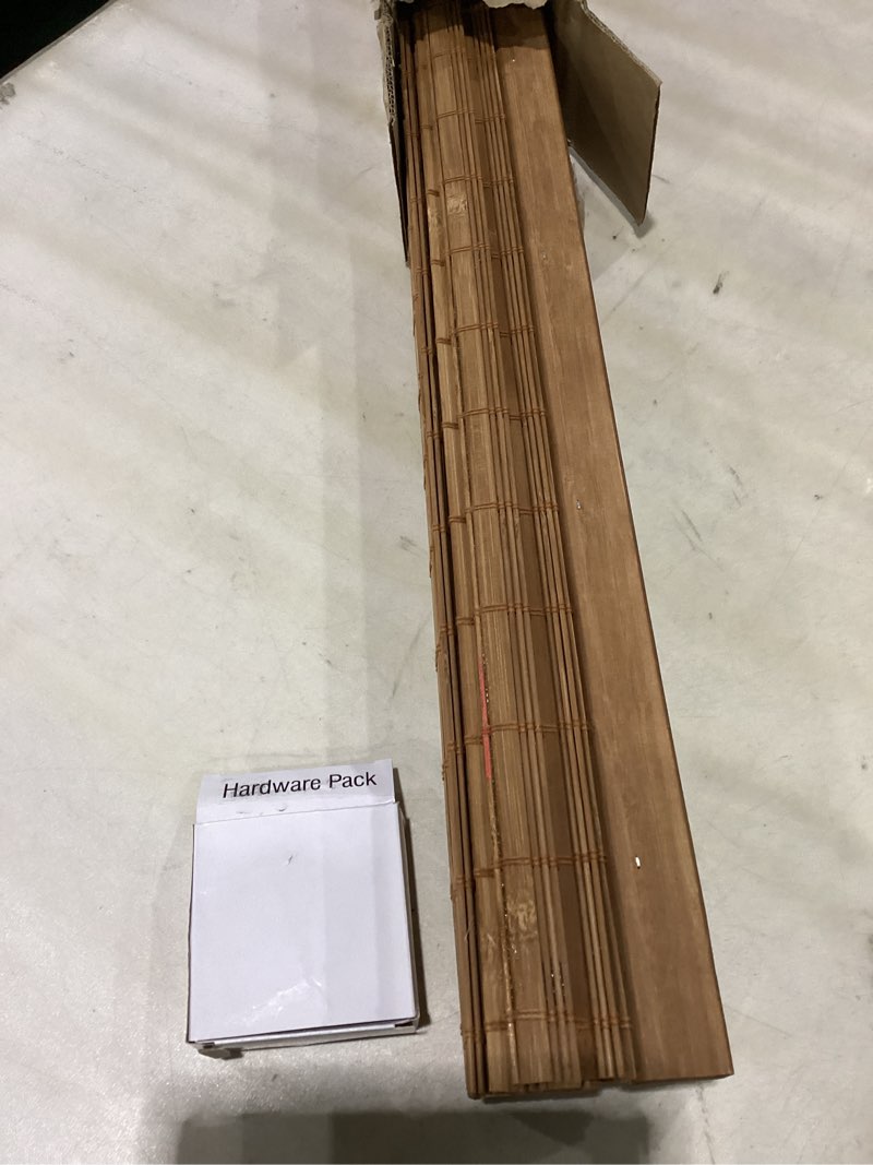 Condition photo showing Good Condition for chicology bamboo roman shade, cordless light filtering woven wood window treatment for living room, dining room, kitchen & office, natural bamboo blinds for boho coastal decor, squirrel, 23"w x 48"h 23"w x 48"h squirrel