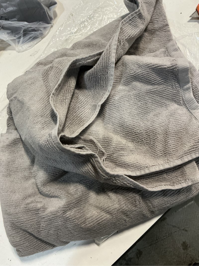 Condition photo showing As Is for quince turkish ribbed quick dry bath towel (set of 2), one size, grey