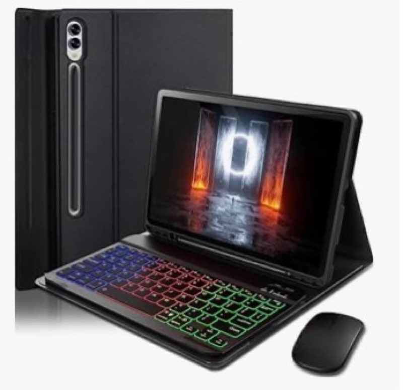 NUWONAYA Keyboard Case for Galaxy Tab S10 Plus/S9 FE+/S9 Plus/S7FE/S8+/S7+ with S Pen Holder, Slim R