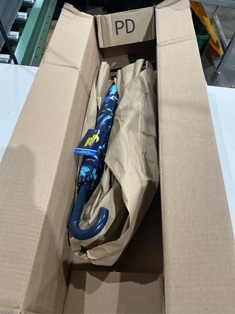 Condition photo showing Good Condition for the weather station children's rain umbrella, manual metal folding stick umbrella, windproof, lightweight, full coverage arc shark print