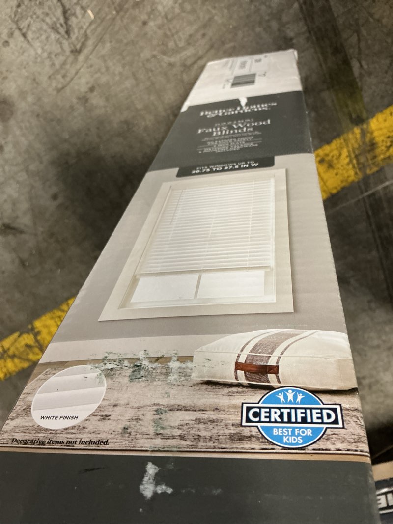 Condition photo showing Good Condition for better homes & gardens 2" cordless faux wood horizontal blinds, white, 27x64