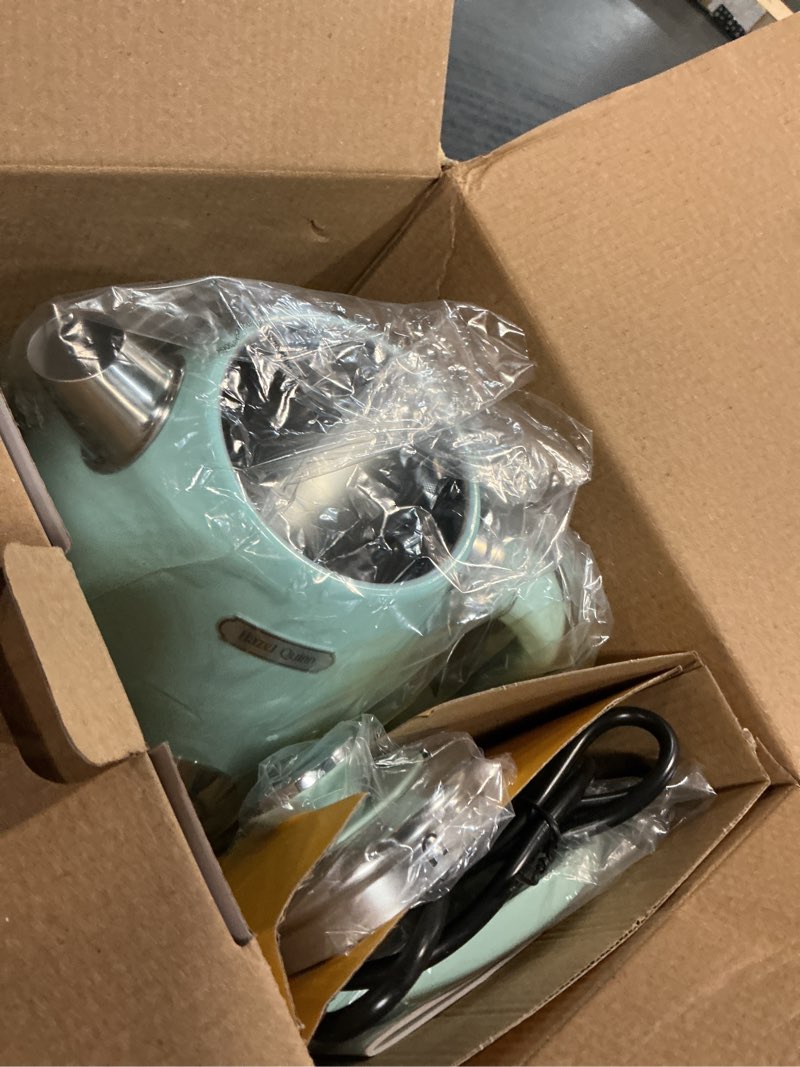 Condition photo showing Good Condition for hazel quinn retro electric kettle - 1.7 liters / 57.5 ounces tea kettle with thermometer, all stainless steel, 1200 watts fast boiling, bpa-free, cordless, automatic shut off - mint green