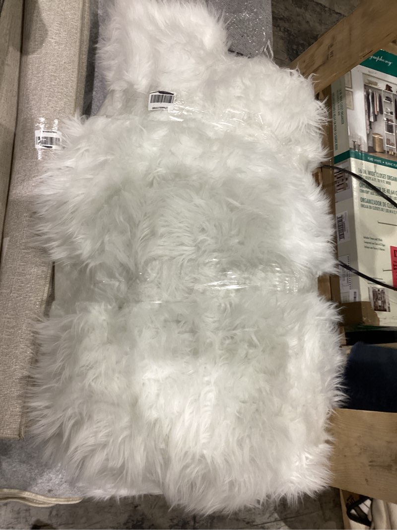 Condition photo showing As Is for latepis white faux fur rug 8x10, faux fur sheepskin rug for living room, fluffy washable fuzzy rugs carpet for bedroom, luxury room decor, rectangle 8' x 10' (rectangular) white