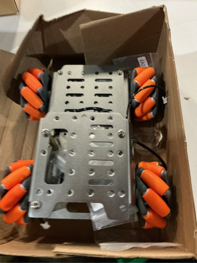 Condition photo showing As Is for mecanum wheel chassis car kit with tt motor, aluminum alloy frame, smart car kit for diy education robot car kit