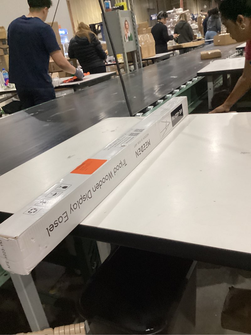 Condition photo showing New/Like New for meeden wood easel stand for display: wooden tripod for poster board - wedding easel standing for welcome sign natural color