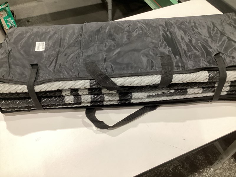 Condition photo showing New/Like New for reversible rugs mats, 9x12ft outdoor plastic straw rug waterproof for rv, patio, garden, balcony, backyard, deck, picnic, beach, camping (new grecian complete kit, silver) 9x12 silver