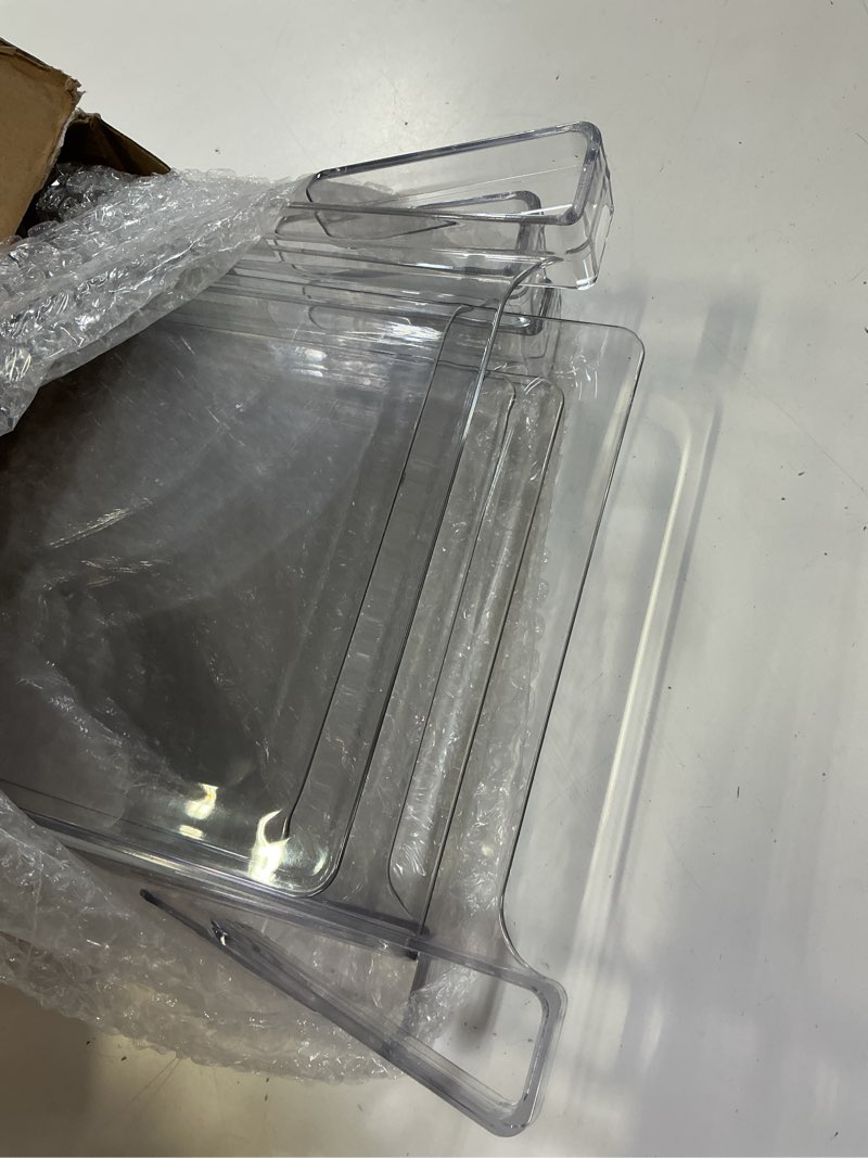 Condition photo showing Good Condition for hblife 6 pack closet organizers and storage, clear shelf dividers, vertical purse organizer for closet perfect for sweater, shirts, handbags in bedroom and kitchen, acrylic bookshelf for organization clear 6 pcs
