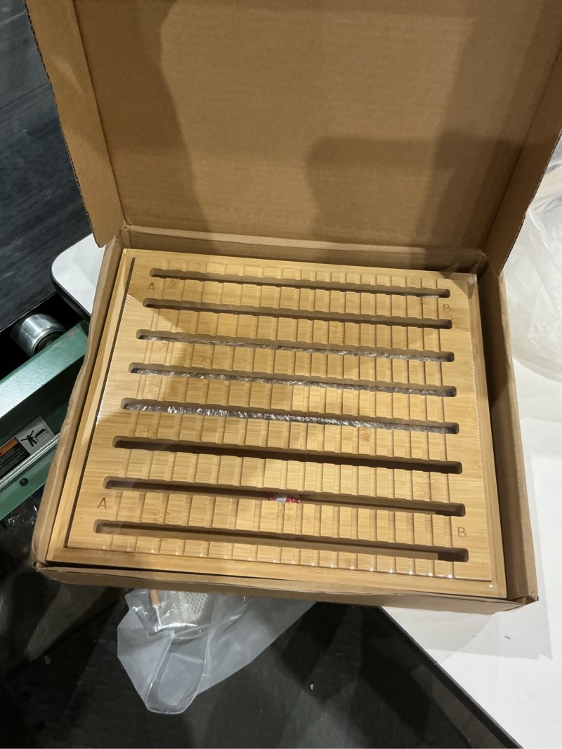 Condition photo showing New/Like New for Sourdough Bread Slicer for Homemade Bread - 10.5" Extra Wide Premium Bamboo Guide for Large Round Loaves & Artisan Baking - Heavy Duty Stable Mortise-Tenon Structure with Crumb Catcher Tray