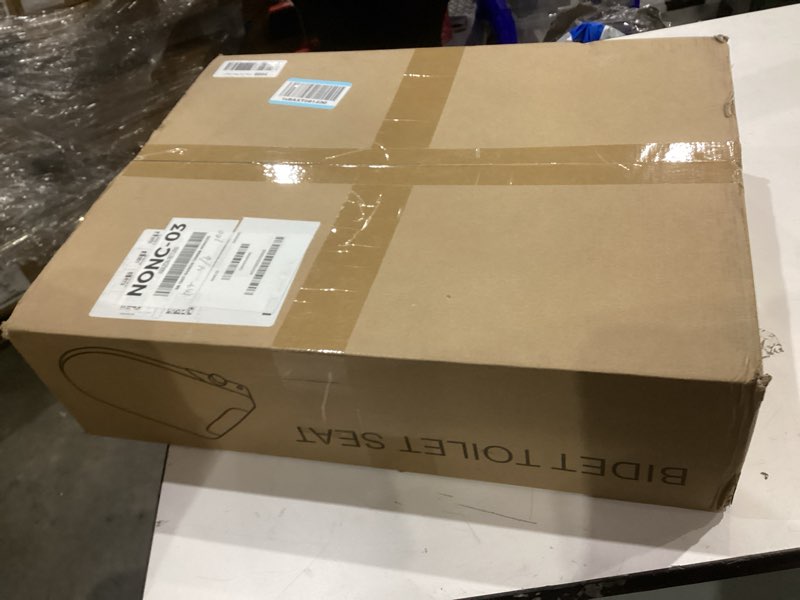 Condition photo showing New/Like New for electric bidet toilet seat, elongated, warm water with air dryer, heated seat and slow close lid, front and rear wash, led nightlight, wireless remote, white, 101 oval