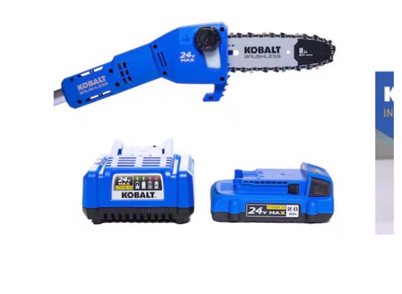 kobalt 24-volt 8-in 2 ah electric pole saw battery included , charger included